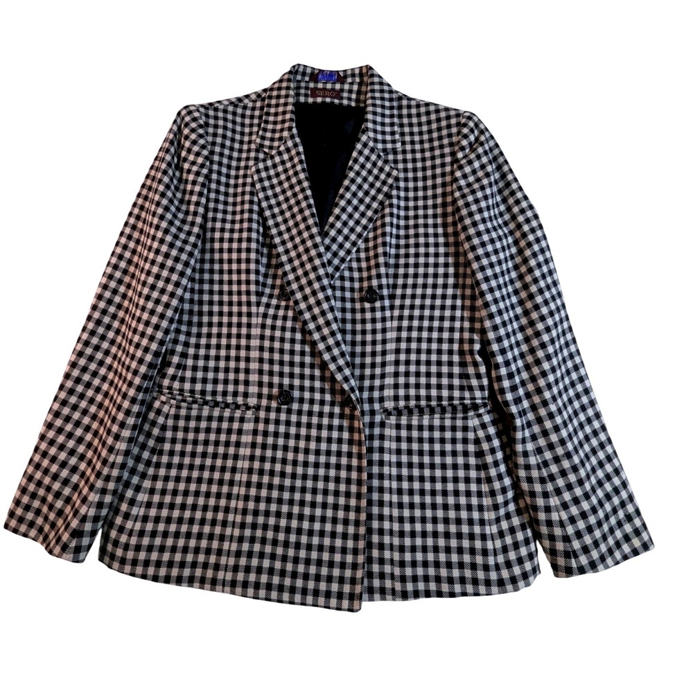 Vintage SERO Union Made Gingham Blazer 12‎ USA 80s